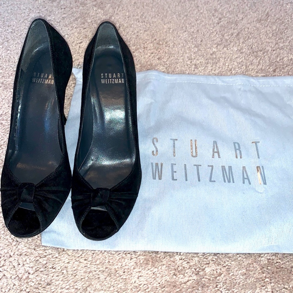 Stuart Weitzman Open Toe Suede Black Knot Detail … - image 2